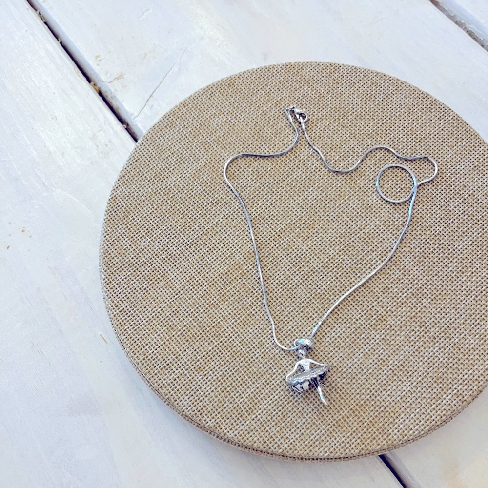 Girls Silver Ballerina Necklace NEW
